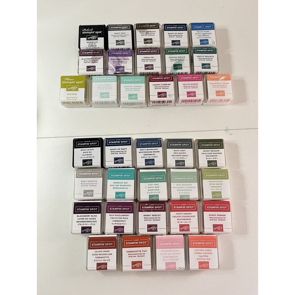 Lot of 35 STAMPIN' UP! Spot Ink Pads 19 SEALED and 16 lightly used! 12 RETIRED